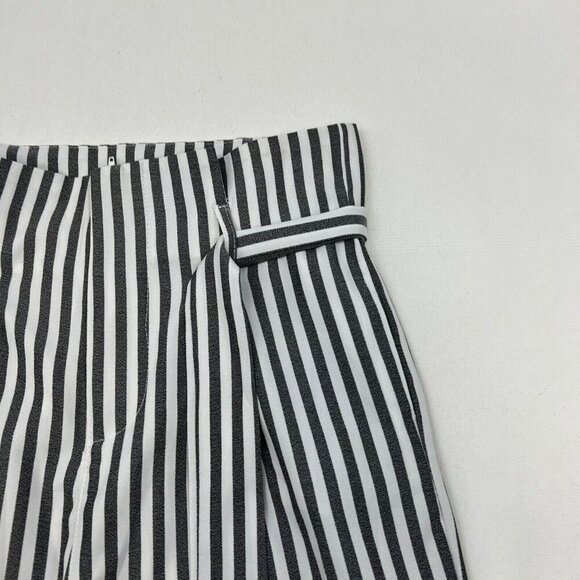 Venti6 Womens Paper Bag Striped Ankle Pants Belted Gray/White Size Medium - Picture 3 of 9